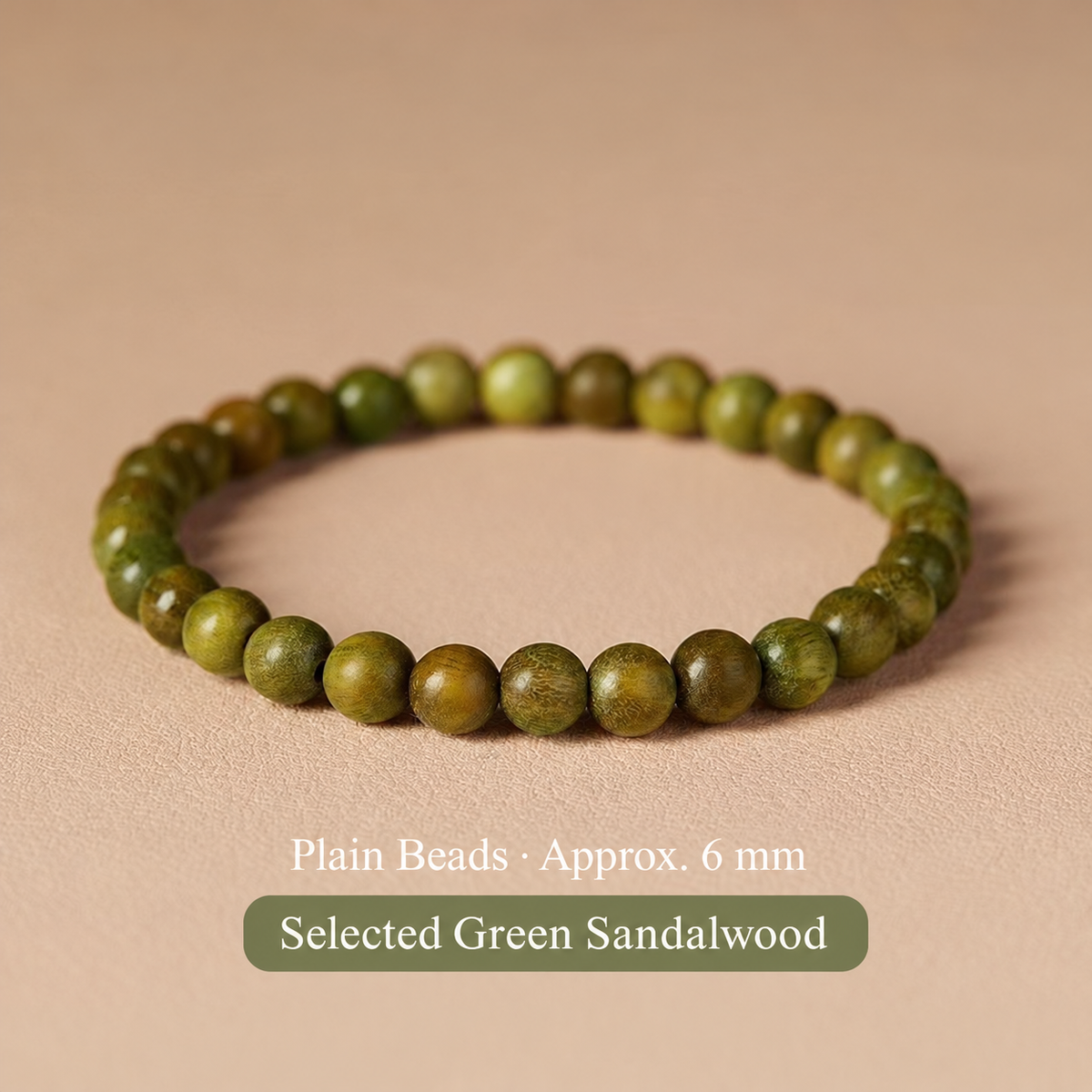 Green sandalwood bracelet: Plain Wood, 6 mm
