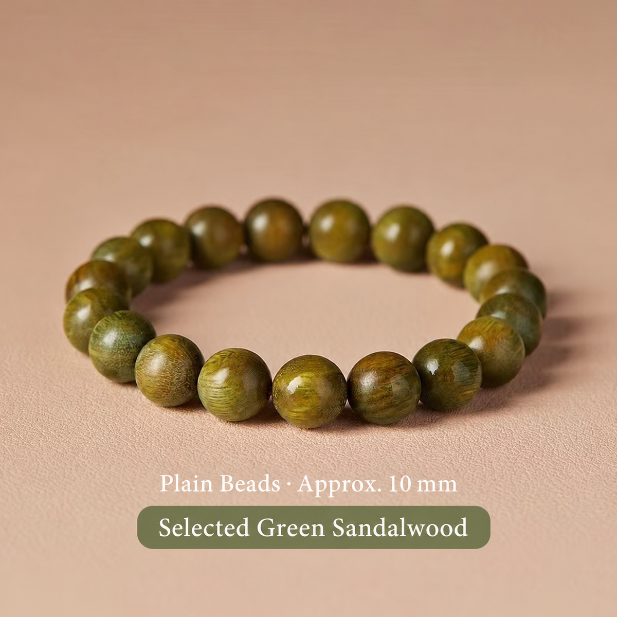Green sandalwood bracelet: Plain Wood, 10 mm