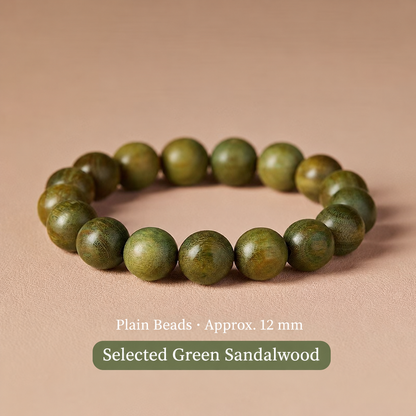 Green sandalwood bracelet: Plain Wood, 12 mm