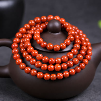 Nanhong red agate 108-bead strand – product view 3