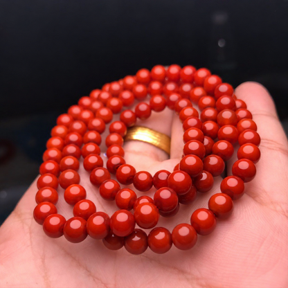 Nanhong red agate 108-bead strand – product view 4