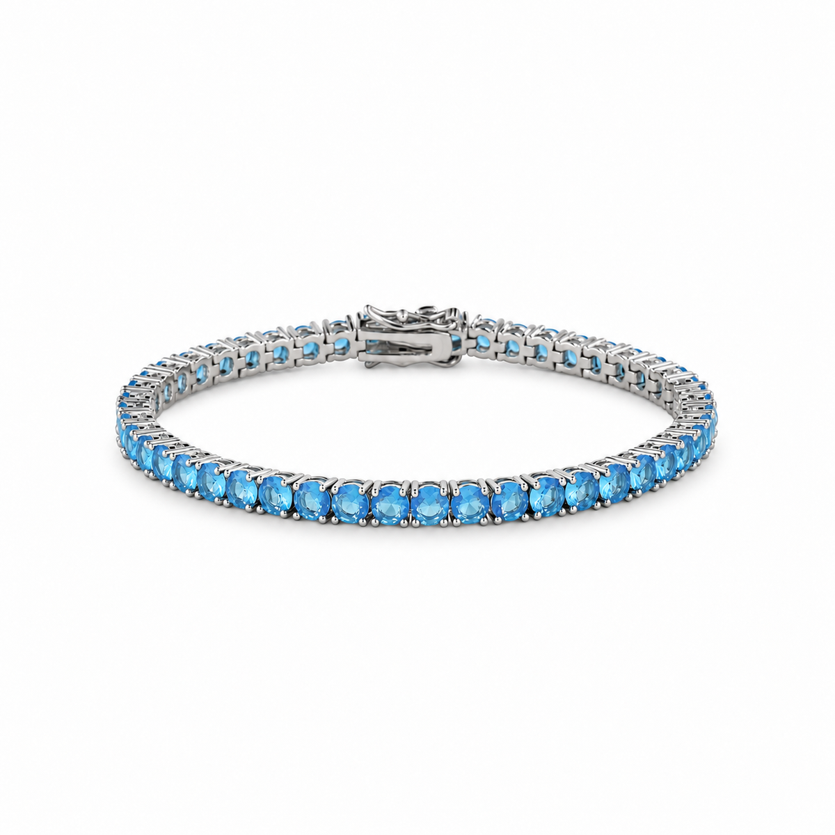 Sky blue zircon tennis bracelet on white background