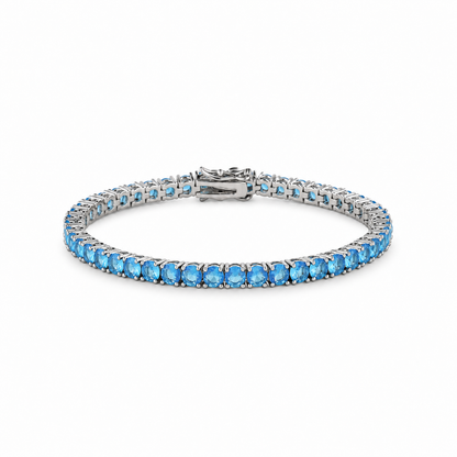 Sky blue zircon tennis bracelet on white background