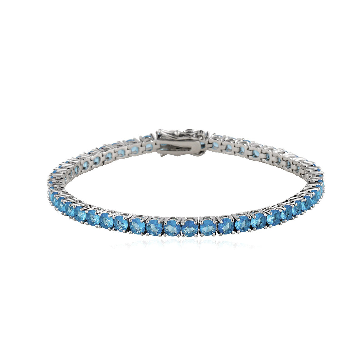 Sky Blue zircon tennis bracelet, 4 mm round faceted stones