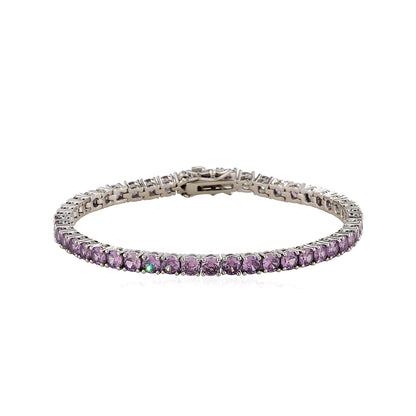 Lavender zircon tennis bracelet, 4 mm round faceted stones