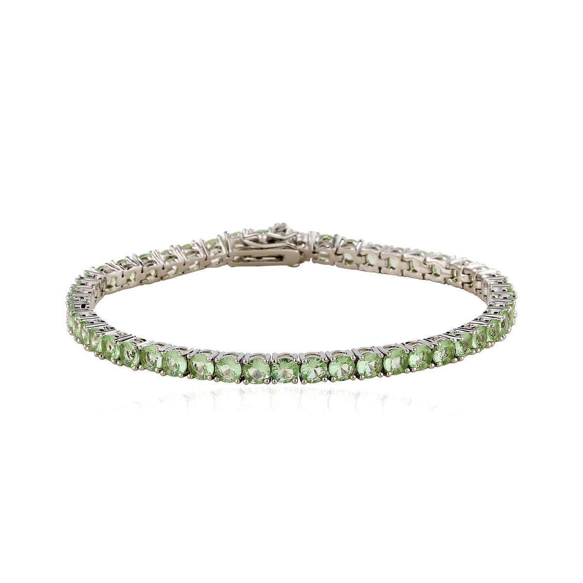 Apple Green zircon tennis bracelet, 4 mm round faceted stones