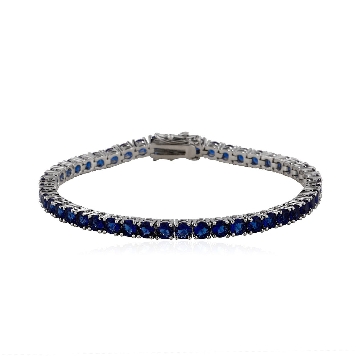 Deep Blue zircon tennis bracelet, 4 mm round faceted stones