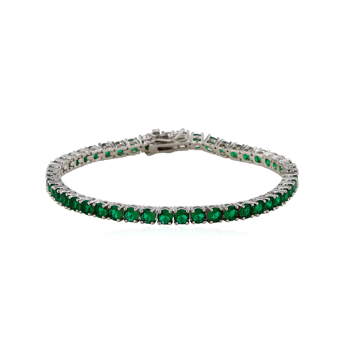 Emerald Green zircon tennis bracelet, 4 mm round faceted stones
