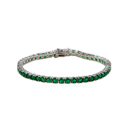 Emerald Green zircon tennis bracelet, 4 mm round faceted stones