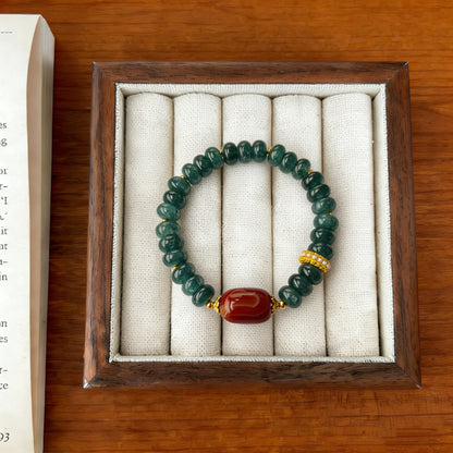 Dragon-Pattern Red Agate Barrel bracelet