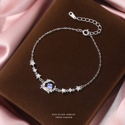 Sterling silver whale and star bracelet with extension chain