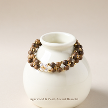 Agarwood & Pearl Accents - 5mm / 4mm