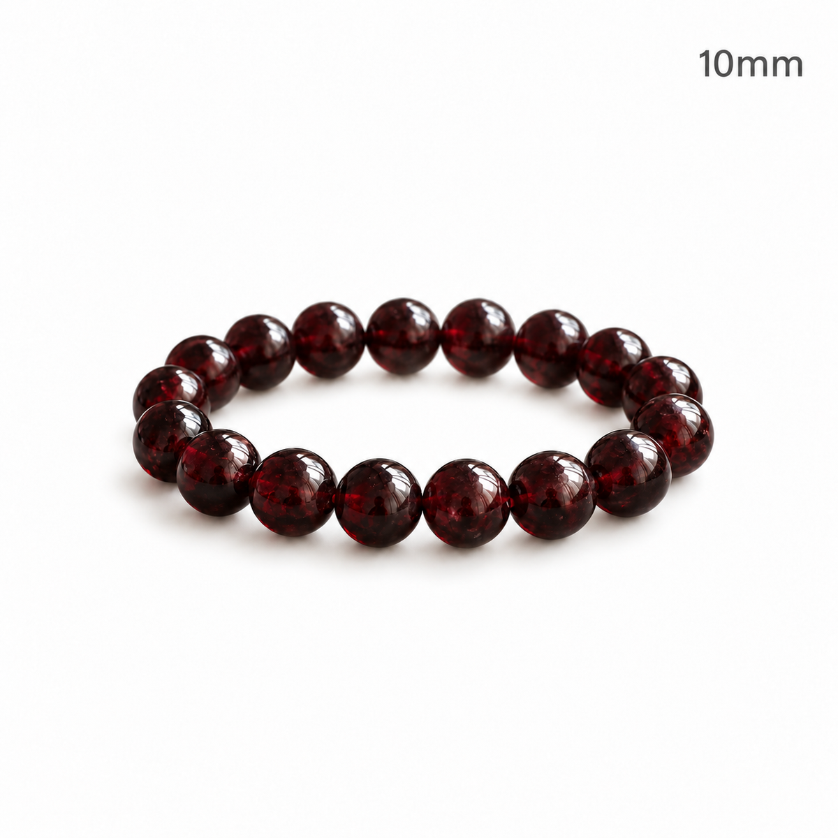 10 mm dark burgundy garnet bracelet size illustration on white