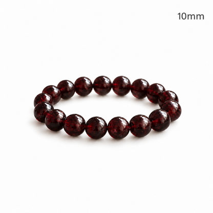 10 mm dark burgundy garnet bracelet size illustration on white