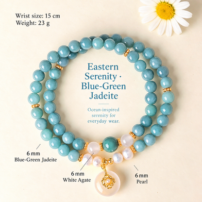 Bracelet bead material and size guide with 15 cm wrist size and 23 g weight