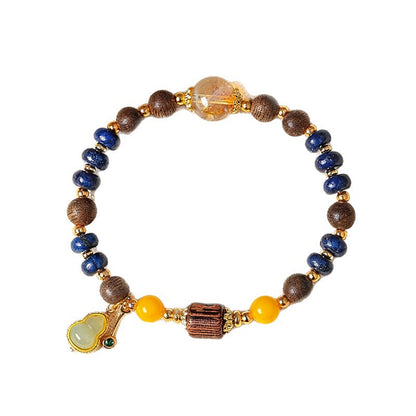 Original complete bracelet with striped sandalwood accent and gourd charm