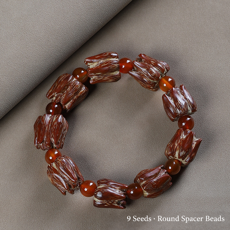 Nine-seed bodhi bracelet with round spacer beads