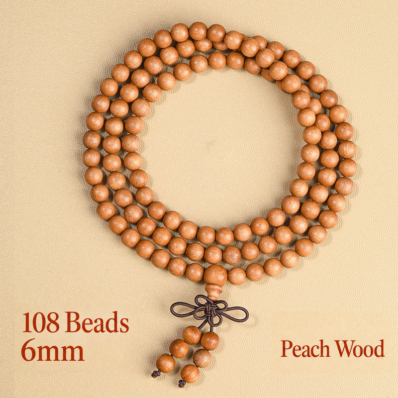 6mm peach wood 108-bead strand