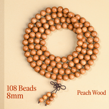 8mm peach wood 108-bead strand