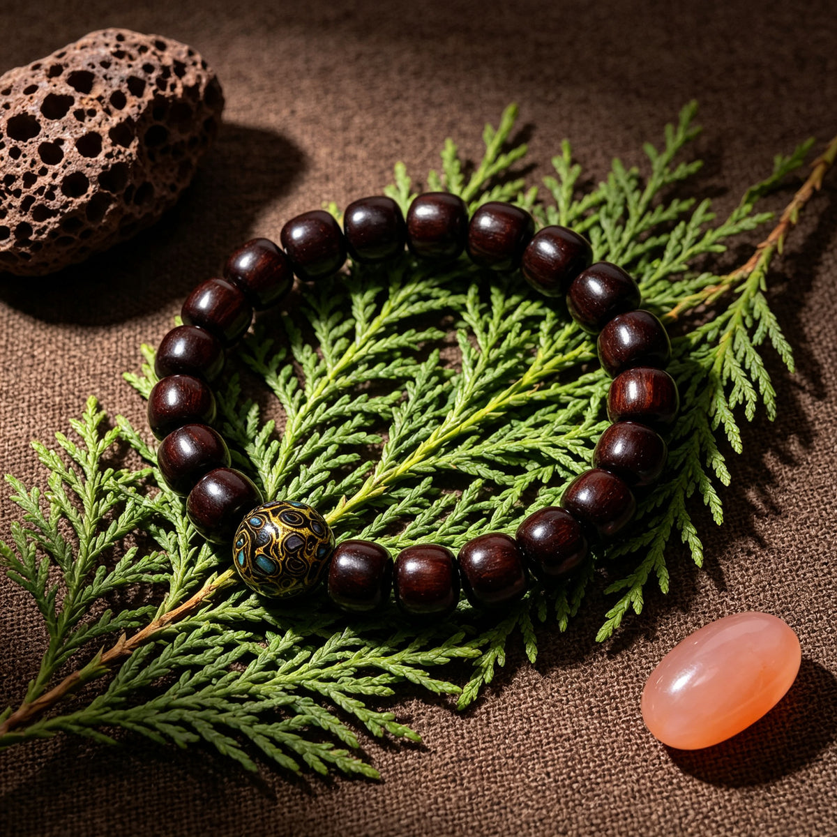 Colorful Lacquer — 8 × 9mm red sandalwood bracelet