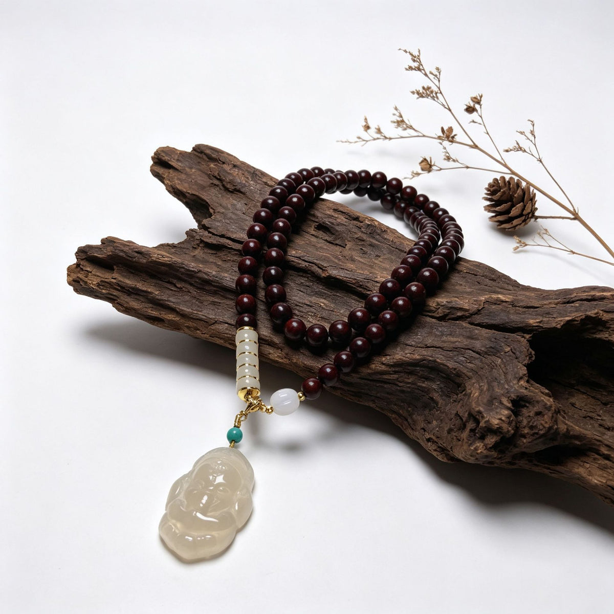 Buddha Pendant — 6mm red sandalwood bracelet