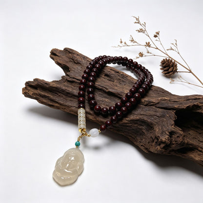 Buddha Pendant — 6mm red sandalwood bracelet