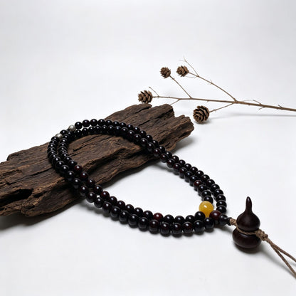 Dark Gourd Pendant — 6mm red sandalwood bracelet