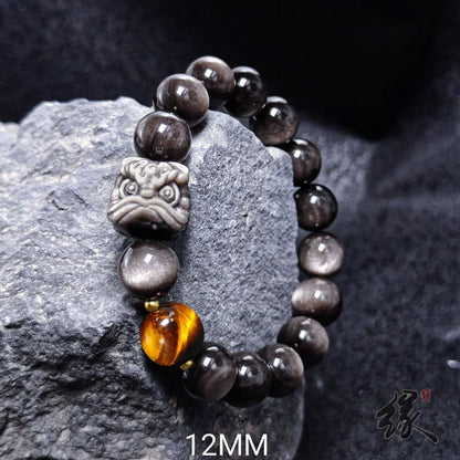 Source SKU photograph: Silver Sheen Obsidian + Tiger Eye / 12mm