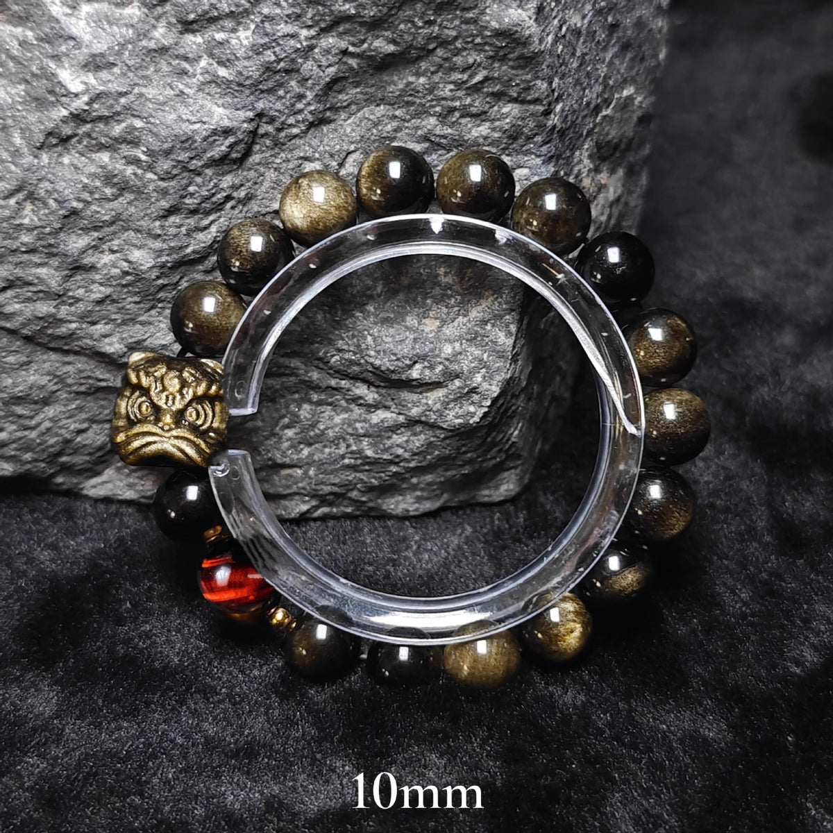 Source SKU photograph: Gold Sheen Obsidian + Red Accent / 10mm