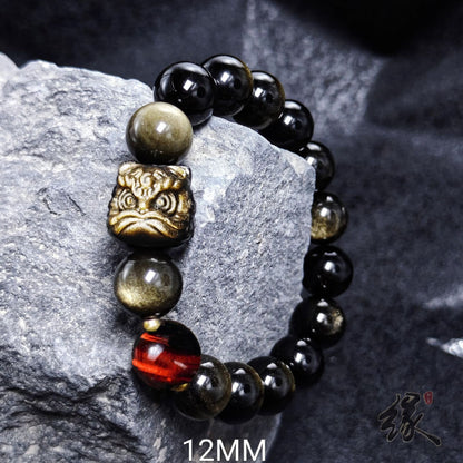Source SKU photograph: Gold Sheen Obsidian + Red Accent / 12mm