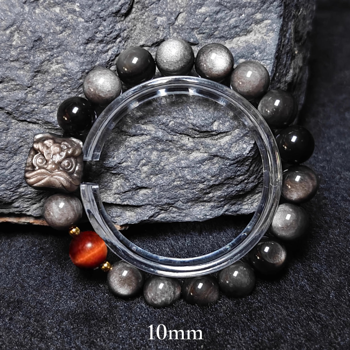 Source SKU photograph: Silver Sheen Obsidian + Red Accent / 10mm