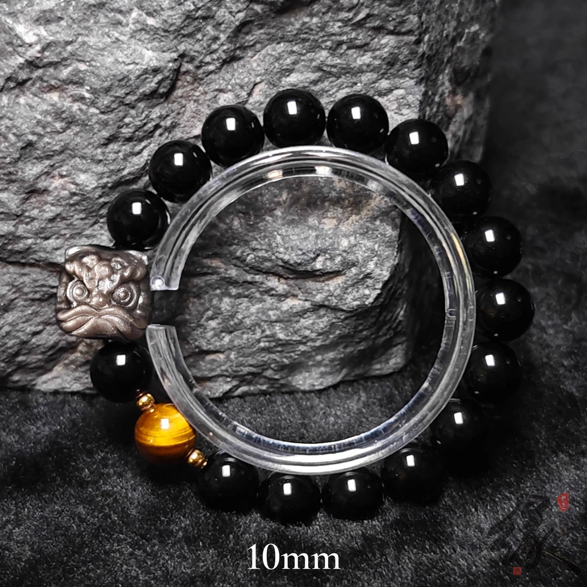 Source SKU photograph: Black Obsidian + Tiger Eye / 10mm