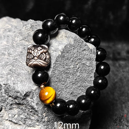 Source SKU photograph: Black Obsidian + Tiger Eye / 12mm