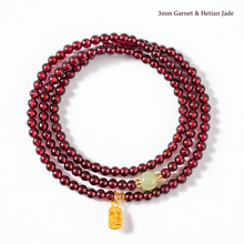 3mm Garnet & Hetian Jade