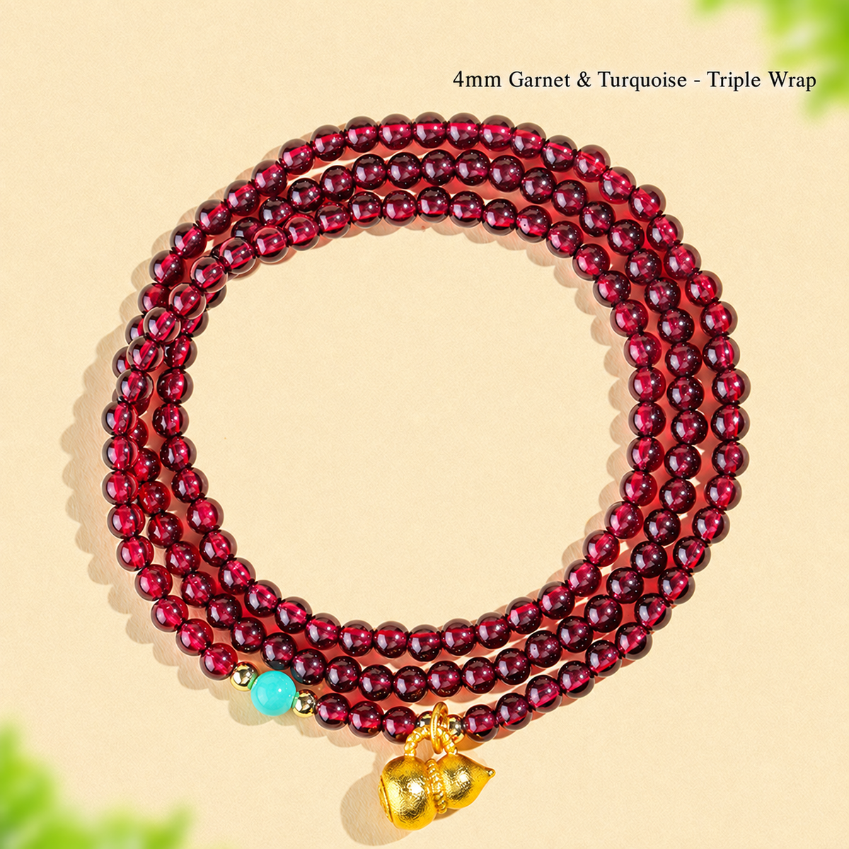 4mm Garnet & Turquoise - Triple Wrap