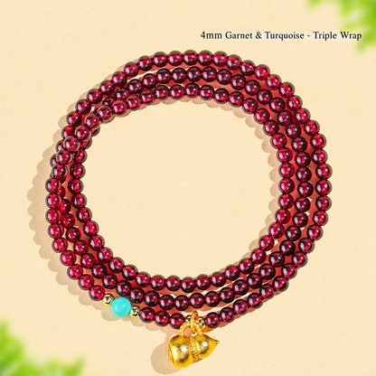 4mm Garnet & Turquoise - Triple Wrap