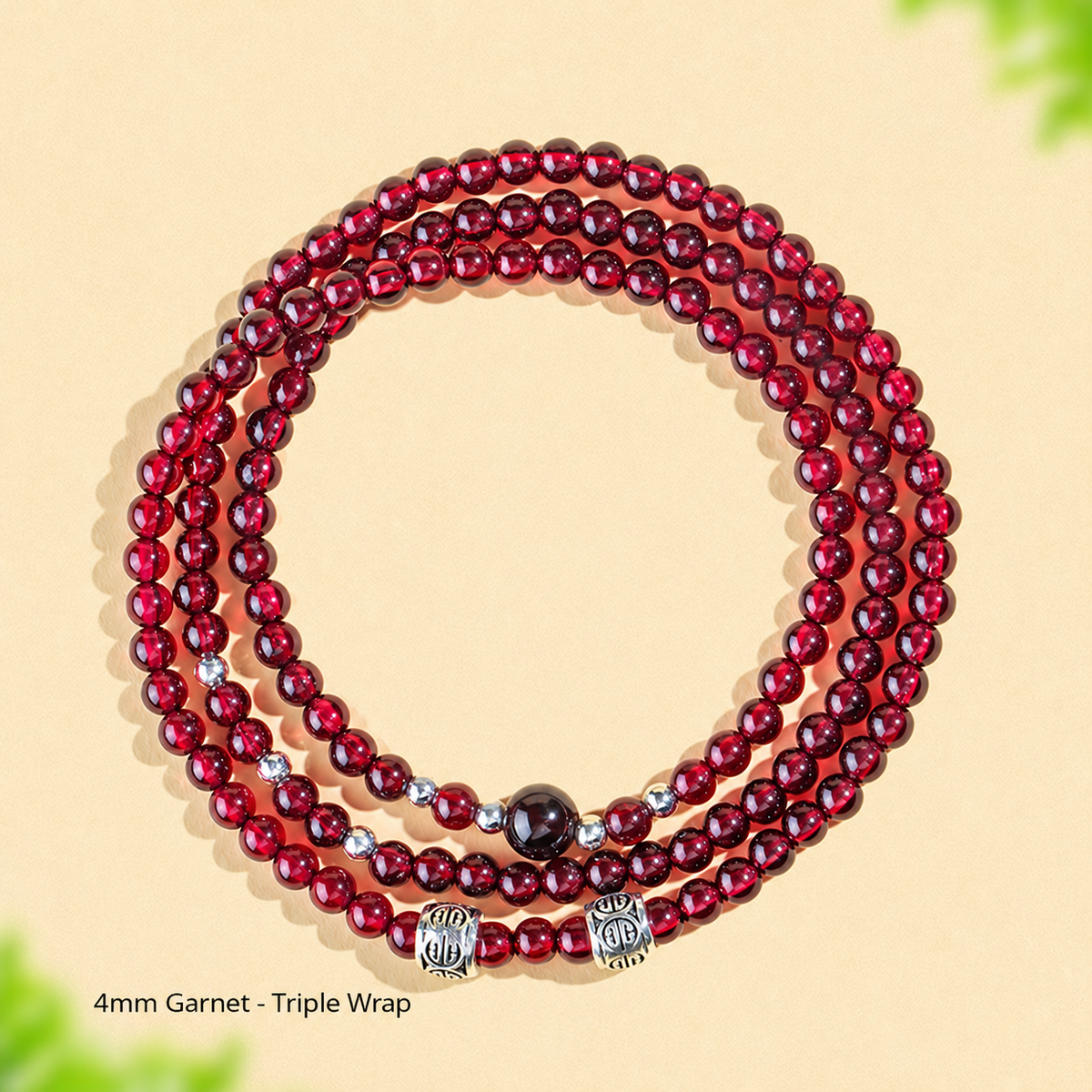 4mm Garnet - Triple Wrap