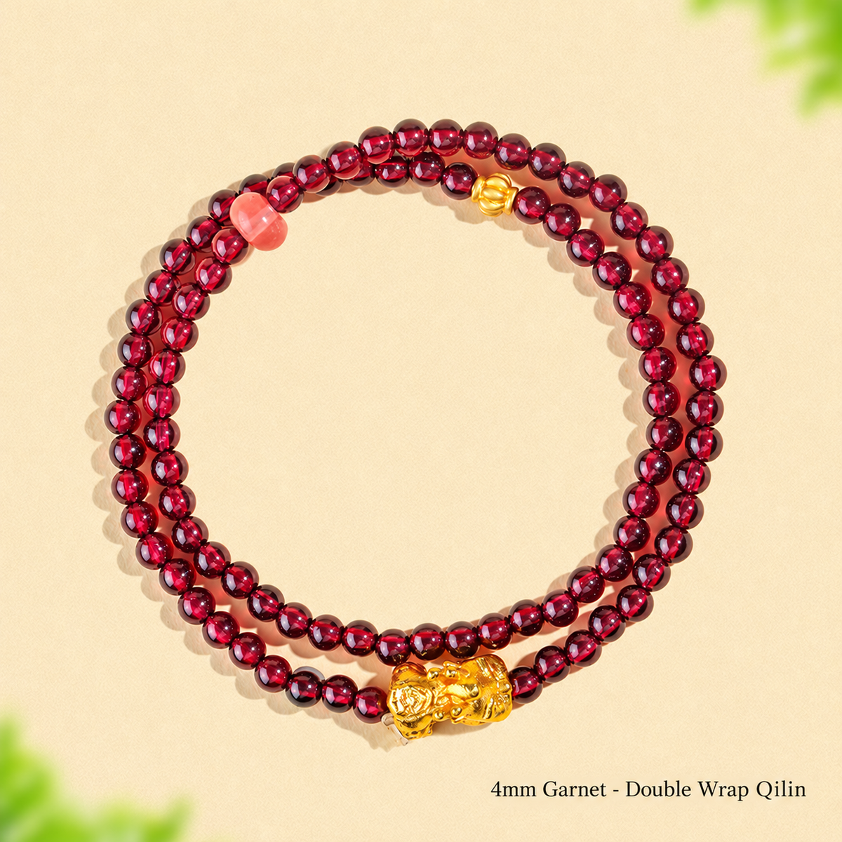 4mm Garnet - Double Wrap Qilin