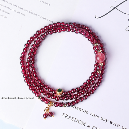 4mm Garnet - Green Accent