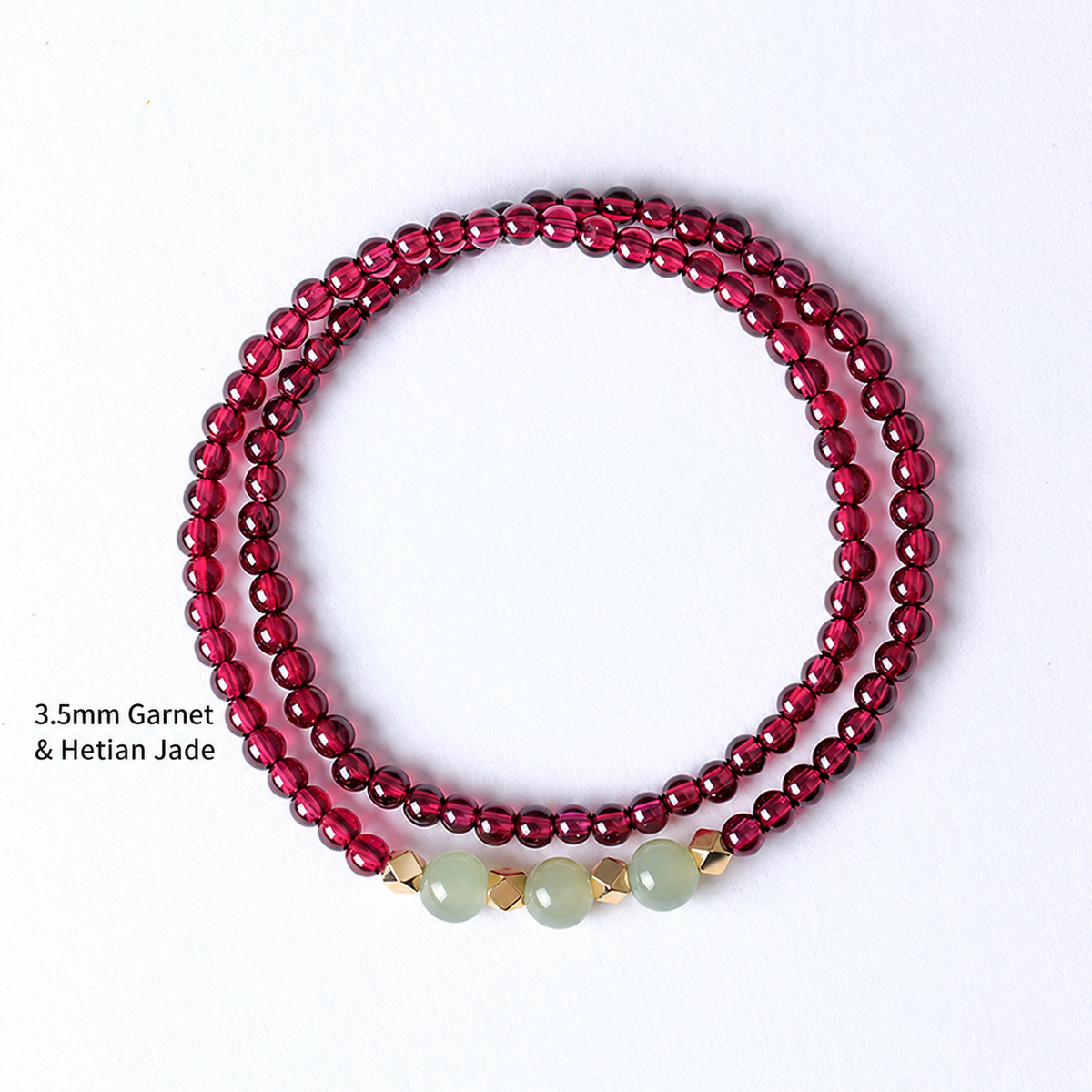 3.5mm Garnet & Hetian Jade