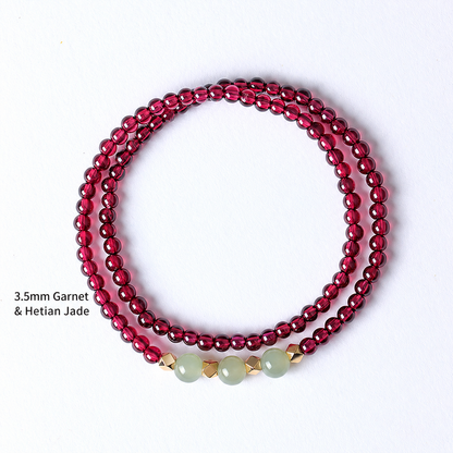 3.5mm Garnet & Hetian Jade
