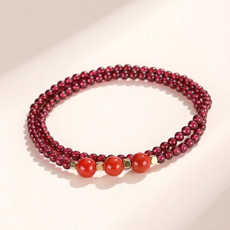3.5mm Garnet & Nanhong Agate - Double Wrap