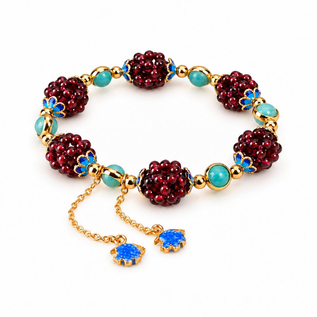 Garnet Cluster Bracelet with Stone Accents on a white background