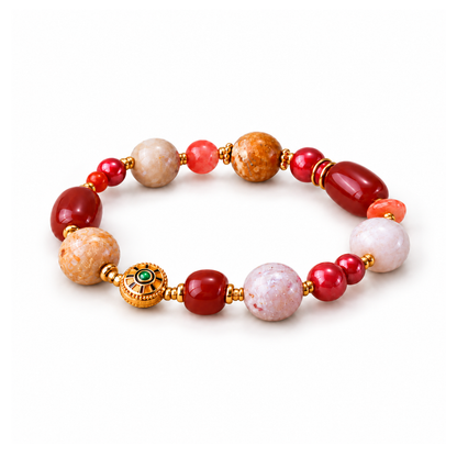 Dunhuang-Inspired Mixed Bead Bracelet on a white background