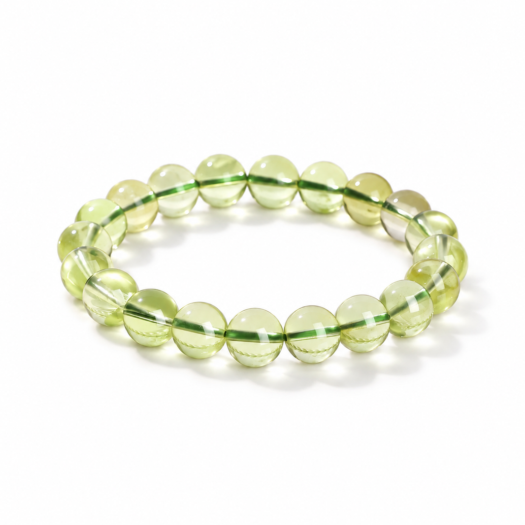 Bamboo green crystal bracelet on white