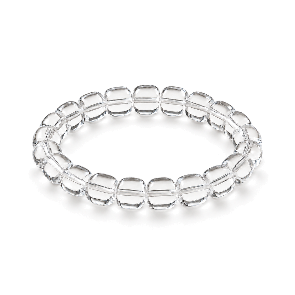 Clear quartz barrel bead bracelet — standardized main view