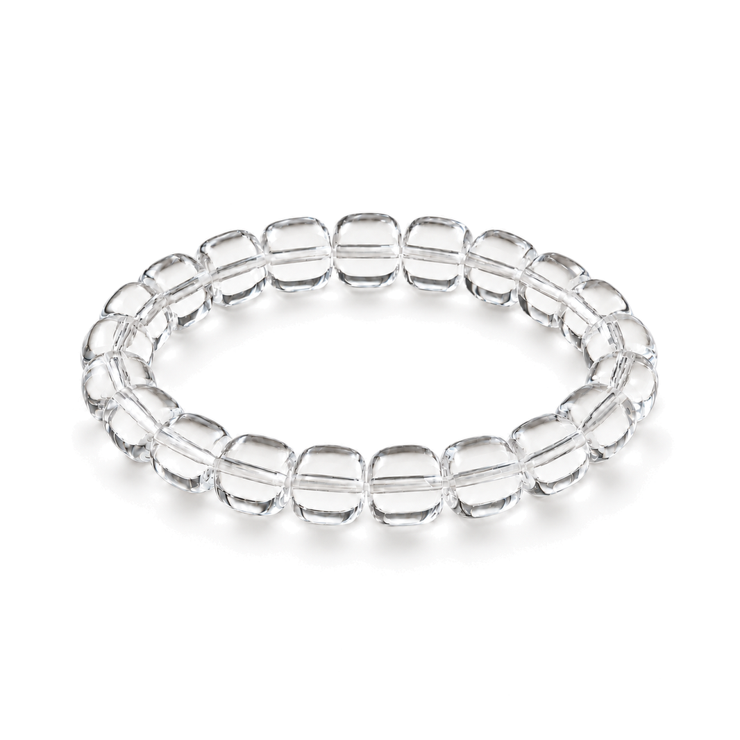 Clear quartz barrel bead bracelet — standardized main view