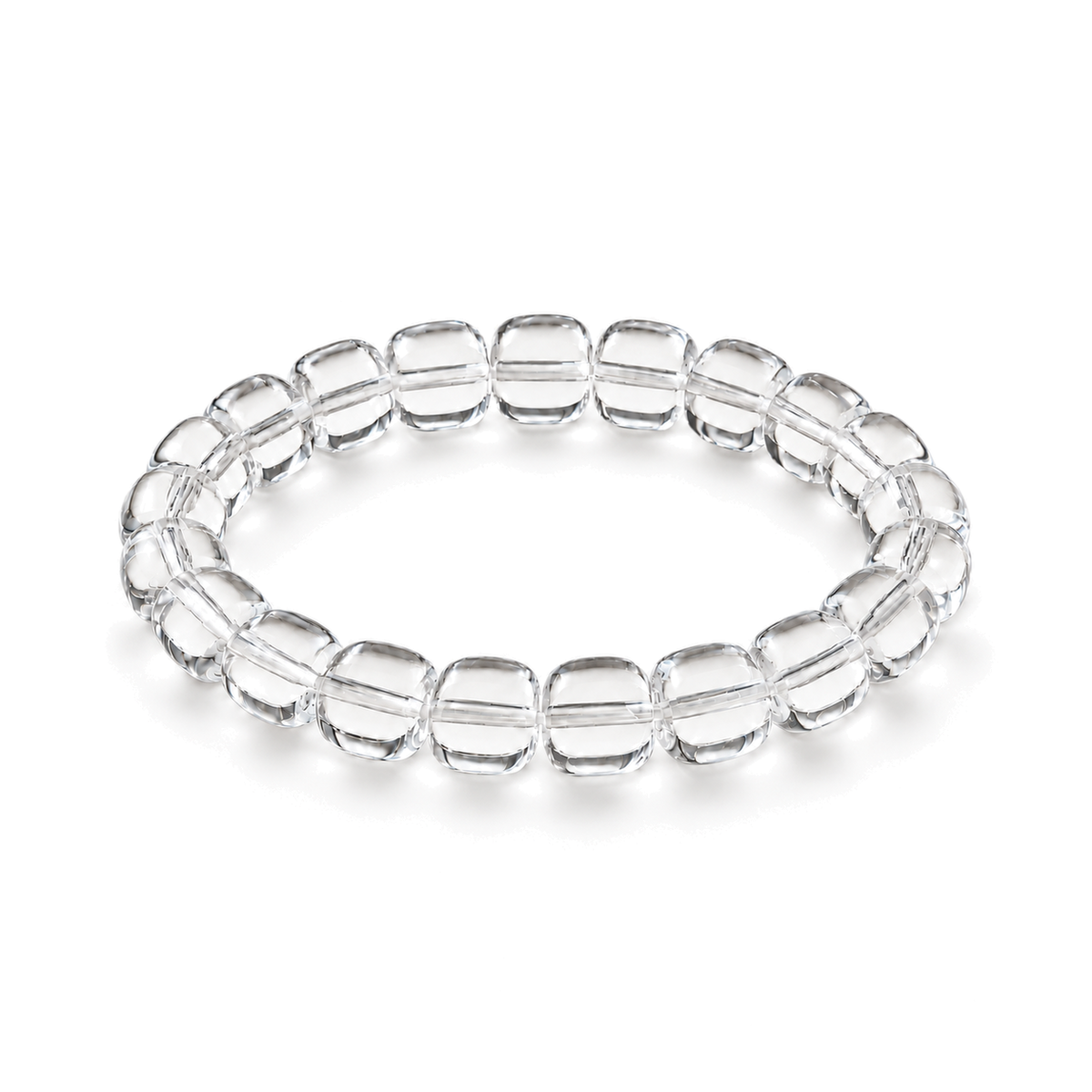 Clear quartz barrel bead bracelet — standardized main view