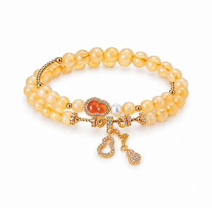 Blessings & Prosperity double-wrap gemstone and pearl bracelet — standardized main view