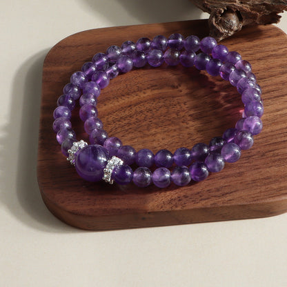 Amethyst crystal double-wrap bracelet — original product photograph